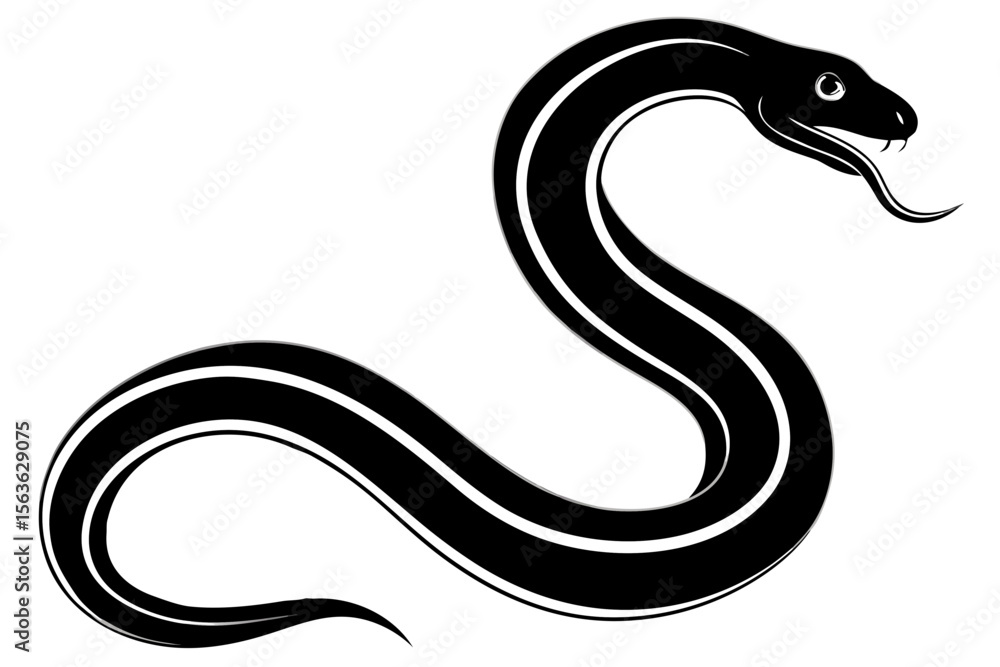 Fototapeta premium snake silhouette vector illustration white background