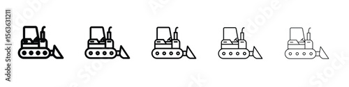 Bulldozer icon vector Illustration style for mobile app, website ui designs