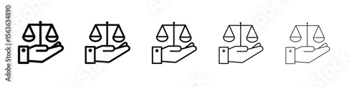Justice scales in Hand icon vector Illustration style for mobile app, website ui designs