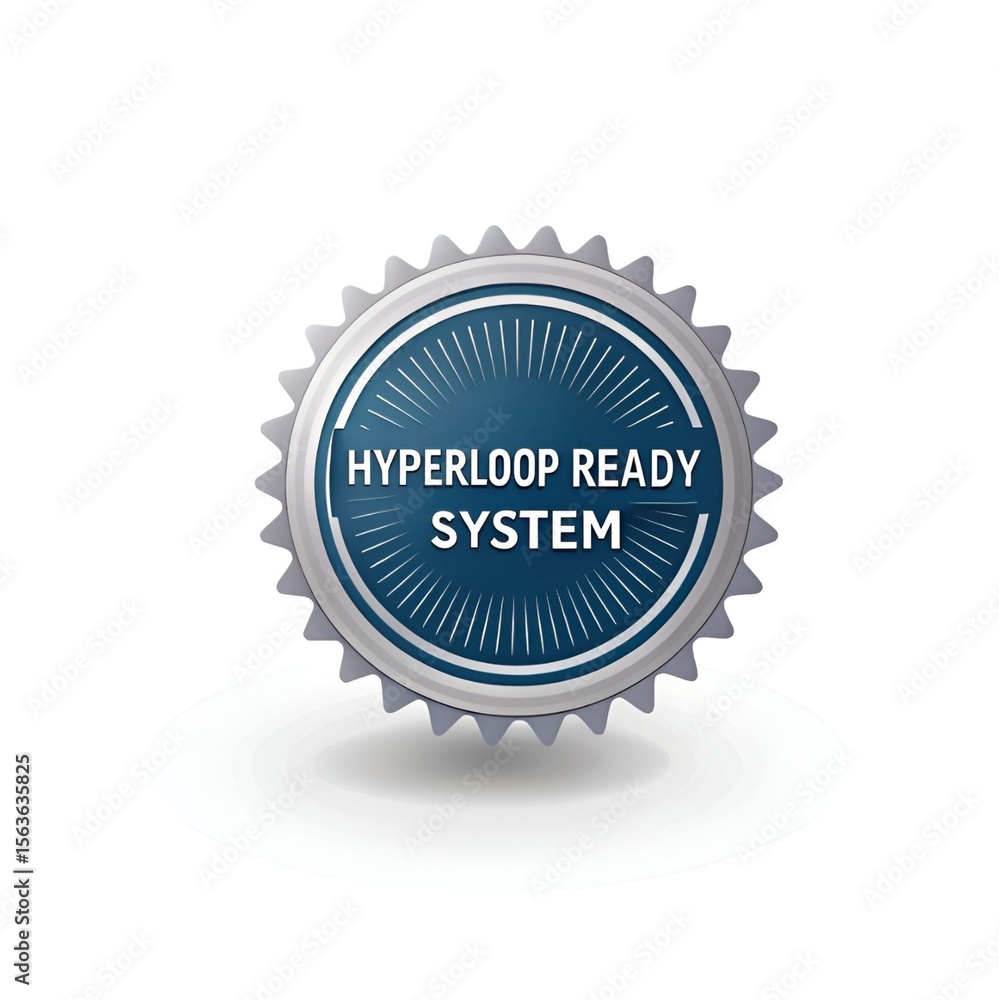 A metallic silver and blue badge with the words hyperloop ready system, isolated on white background A metallic silver and blue badge with the words hyperloop ready system, isolated on white background