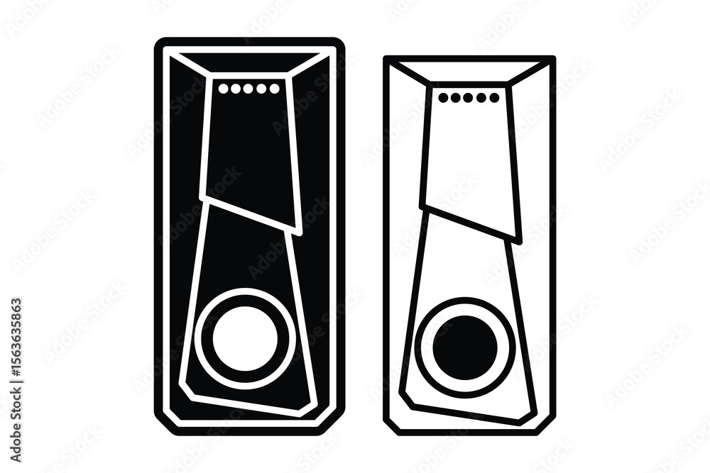 Naklejka premium Computer case desktop CPU art silhouette vector line art on white background