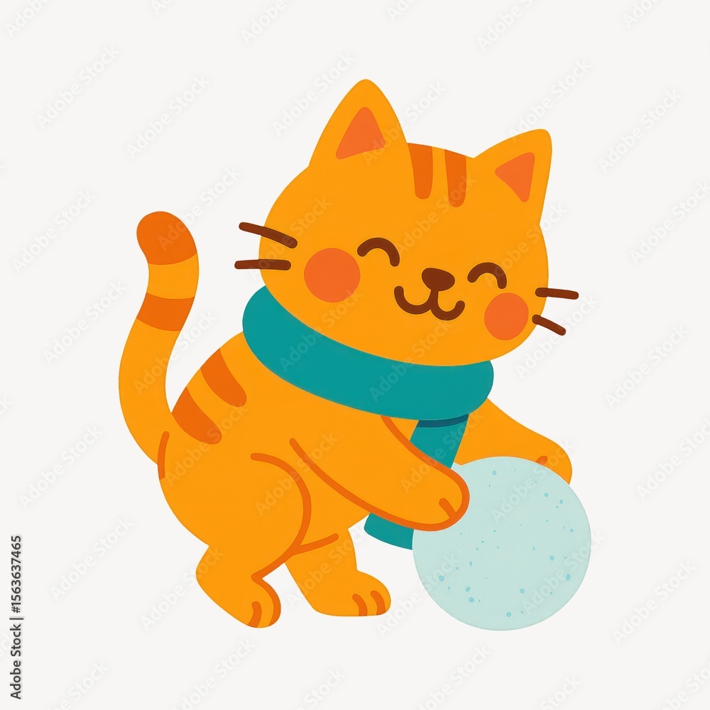 Obraz premium Cute playful cat illustration