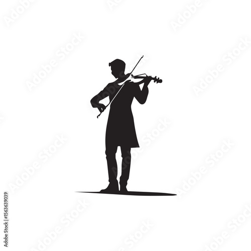 Standing Violinist Silhouette Vector