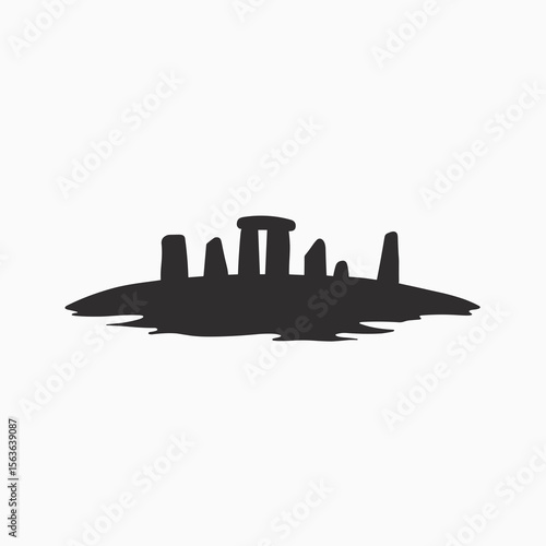 Stonehenge Silhouette Vector Graphic: Ancient Monument and Landmark Illustration with a Minimalist Design