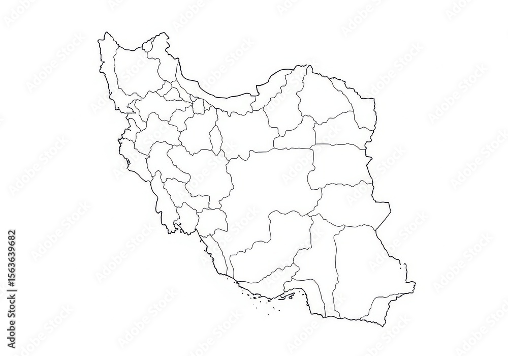 Obraz premium Iran Map Outline with Provinces