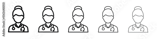 Woman Doctor icon vector Illustration style for mobile app, website ui designs