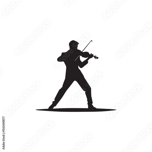Standing Violinist Silhouette Vector