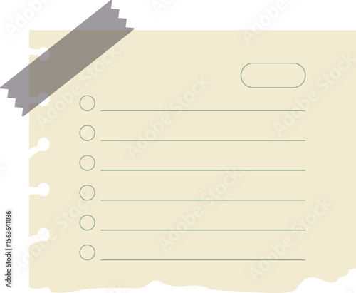 Simple checklist notepad with tape illustration