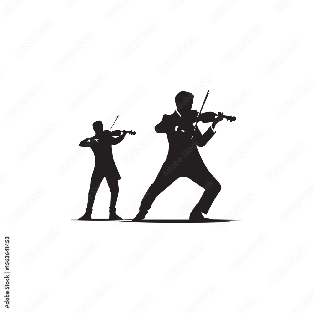 Fototapeta premium Standing Violinist Silhouette Vector