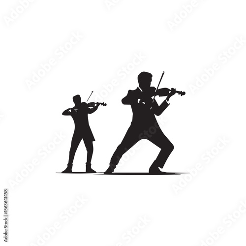Standing Violinist Silhouette Vector
