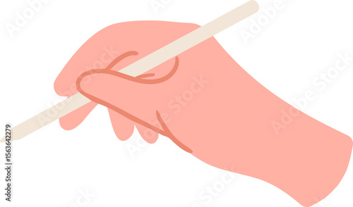 With a flat cartoon style, I hold an Apple pencil for digital drawing in my hand