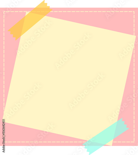 Cute masking tape memo frame on pink background – perfect for notes, messages, and scrapbooking