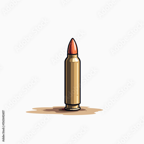 Illustration of a Rifle Bullet Cartridge with Copper Projectile and Brass Casing for Ammunition Concepts