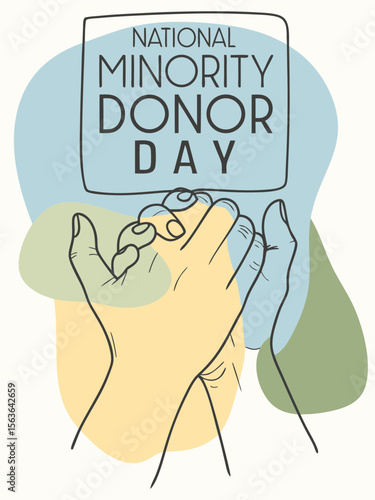 Green Awareness Ribbon with Text "National Minority Donor Awareness Day" on White Background