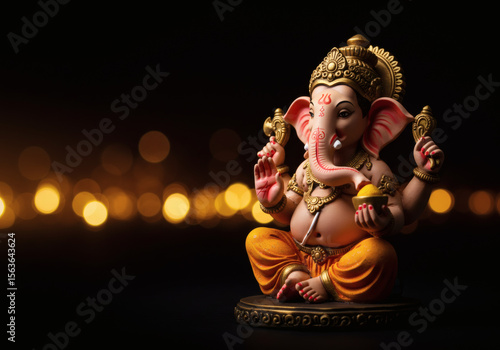 Traditional Ganpati Murti with Bokeh Effect