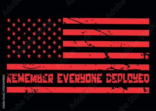 Military Red Friday Design Remember Everyone Deployed USA Flag Art