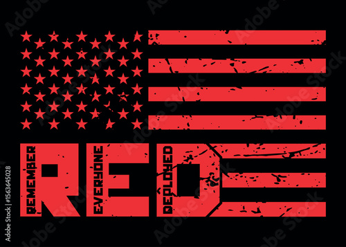 Red Friday Military Support Design with USA Flag and Bold Text