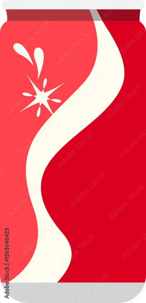 Naklejka premium Illustration of a red soda can with a dynamic splash design for summer drink themes