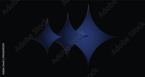 
Futuristic Blue Starburst Abstract Design on Black Background – Glossy Minimal Vector Art.
