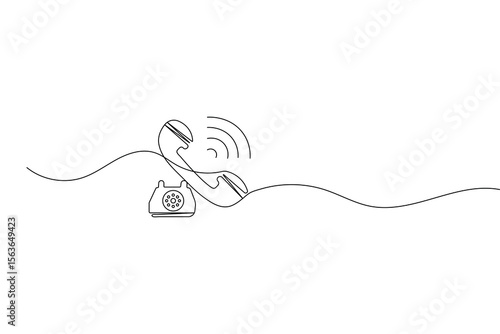 Call icon continuous one line drawing minimalist style outline isolated vector illustration
