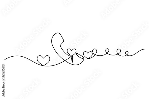 Call icon continuous one line drawing minimalist style outline isolated vector illustration
