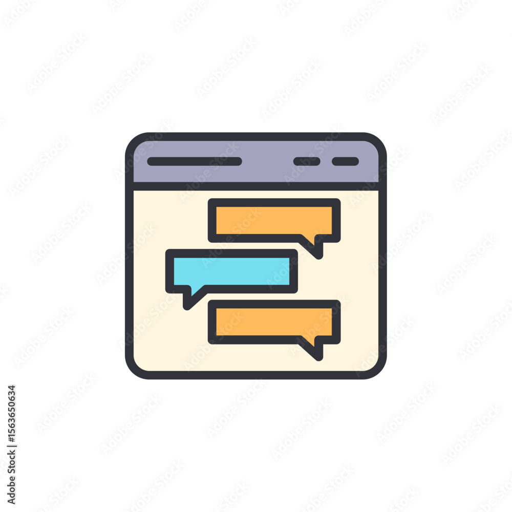 Website Interface With Message Bubbles For Online Communication Display Website Interface With Message Bubbles For Online Communication Display