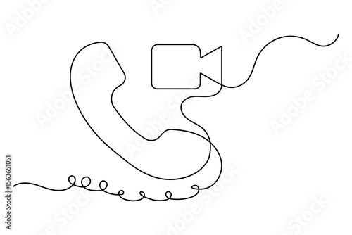 Call icon continuous one line drawing minimalist style outline isolated vector illustration
