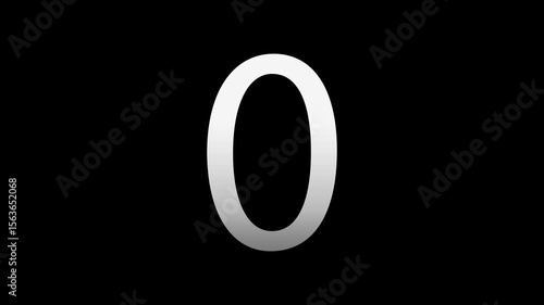 Number 0 with slice effect typography. Black solid and green screen background. 4k