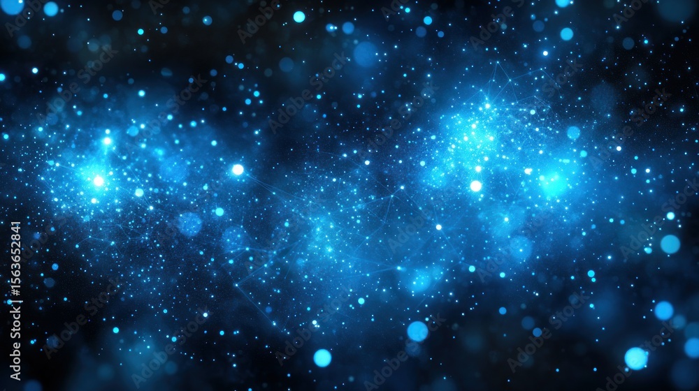 Fototapeta premium Azure cosmic dust cloud glows in night sky