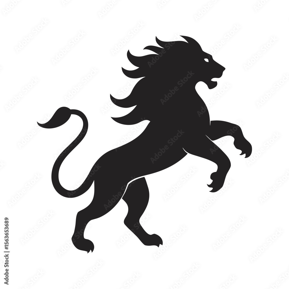 Obraz premium Leaping Lion In Mid Air Scene