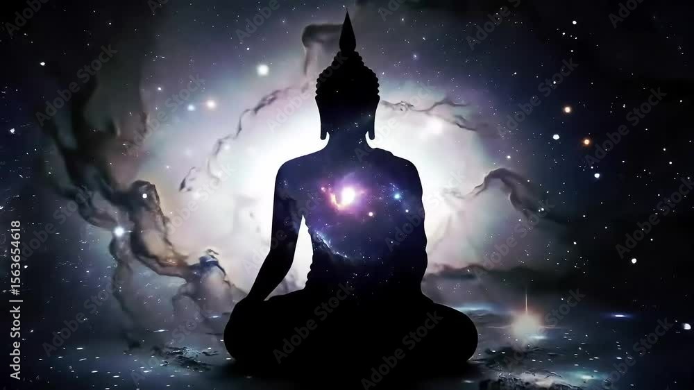 Cosmic Buddha meditating, nebula background, spiritual art Cosmic Buddha meditating, nebula background, spiritual art