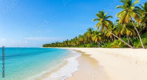 Wallpaper Mural tropical beach with palm trees and sea Torontodigital.ca