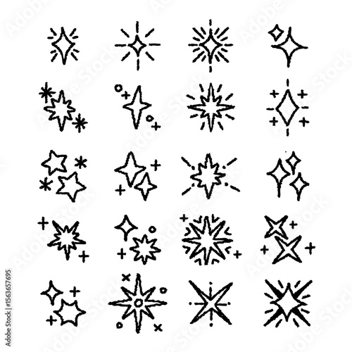 Set of Hand Drawn Sparkles