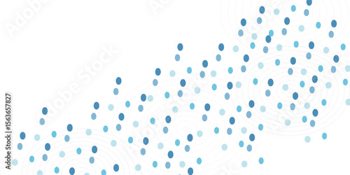Abstract geometric blue background frame. Vector texture of chaotic hexagons, particles, fragments