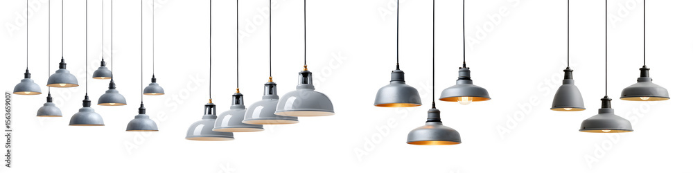 Obraz premium Industrial Pendant Lights: Hanging Ceiling Lamps in Grey