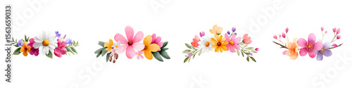 Watercolor Floral Arrangement Set, Decorative Flower Borders