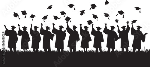 Graduates tossing caps in celebration graduation students