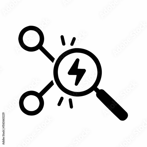 Magnifying glass finding unexpected connection. Happy accident