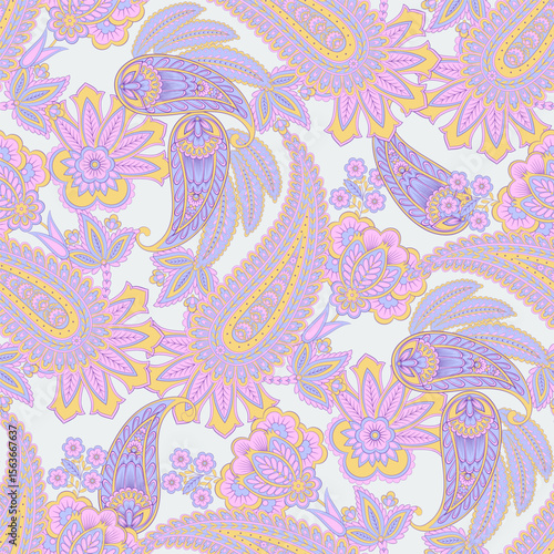 Vector textile print. Seamless Design for covers, fabrics, textiles, wrapping paper. Vector pattern Paisley Indian motifs and decorative floral elements