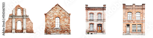 Wallpaper Mural Set of Four Distressed Brick Buildings Isolated on White Background Torontodigital.ca