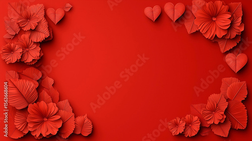 Bright red horizontal banner with hearts for websites