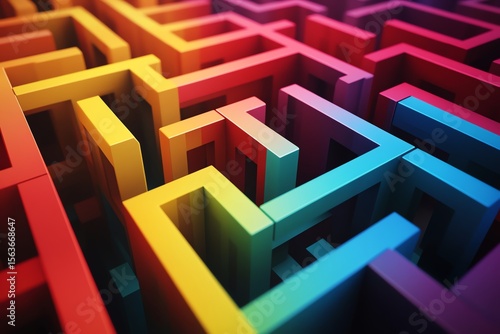 Wallpaper Mural Abstract Rainbow Maze - Lost in a Colorful Labyrinth Torontodigital.ca