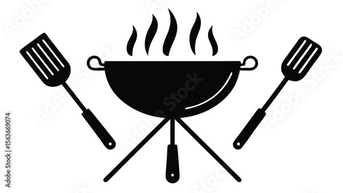 Grilling Season BBQ Grill and Spatulas Icon
