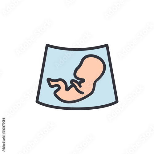 Prenatal Sonogram Imagery Displaying Fetal Development Scan Illustration
