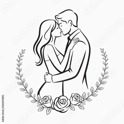 Romantic kissing love art vector illustration 