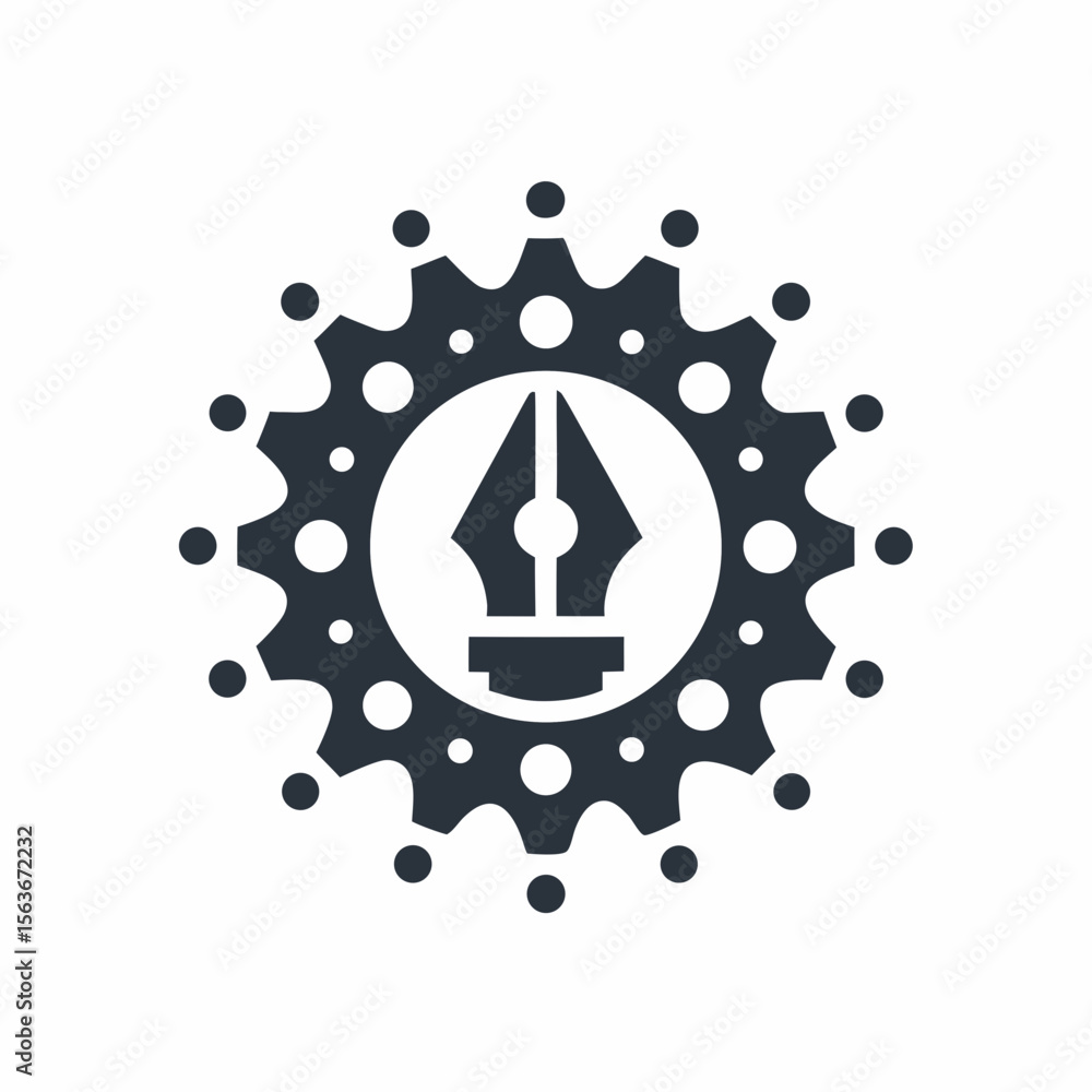 Obraz premium Creative Pen Tool Gear Icon vector Design.