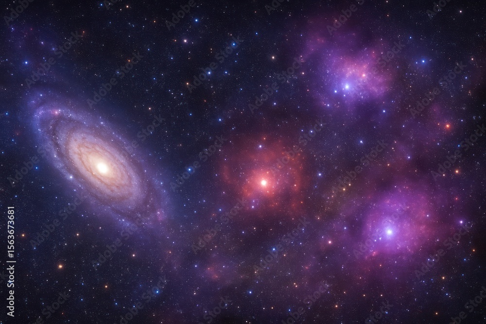 Naklejka premium Vibrant cosmic galaxy with stars.