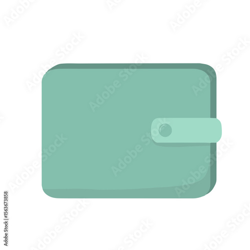 Flat Vector Illustration of a Closed Wallet Icon in Green Tones