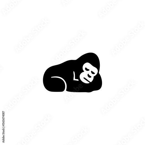 Simple black silhouette of a sleeping gorilla