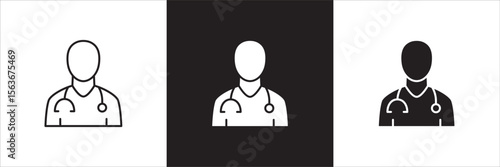 Male doctor icon. Male nurse medical staff icon. Healthcare symbol. Icon symbol compatible for medic consultation, surgeon, nurse, physician, health care. Vector illustration